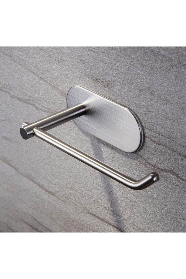 Paslanmaz Çelik 40cm Havluluk Ve Tuvalet Kağıtlığı Set - Yapışkanlı Montaj - Vida Yok... - 4