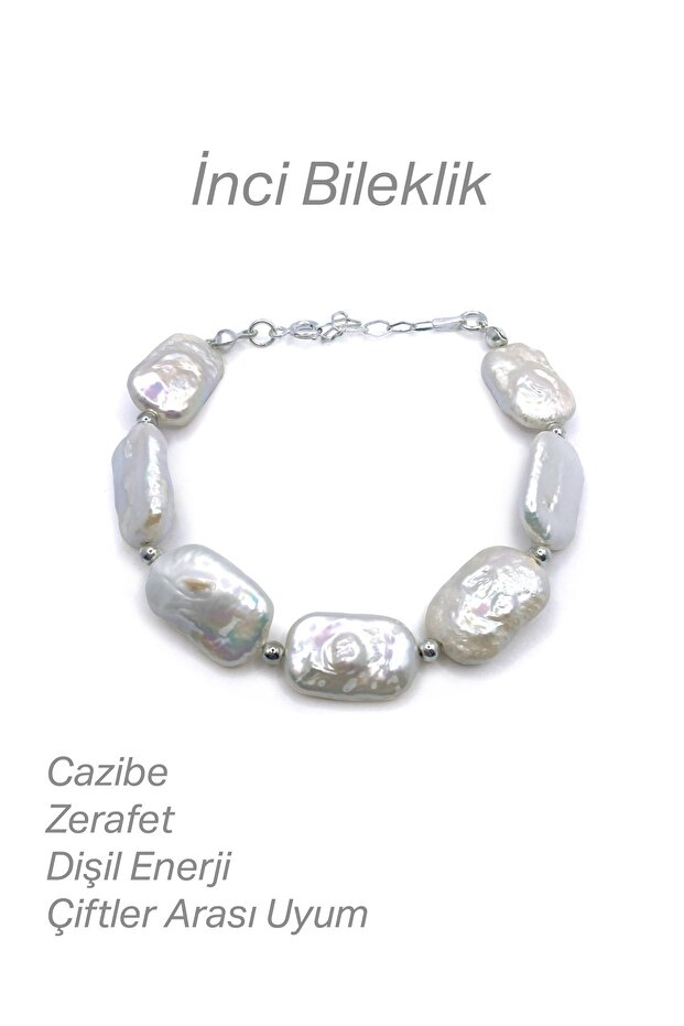 Genuine Original Certified Pearl Natural Stone Bracelet with Silver Apparatus Chain