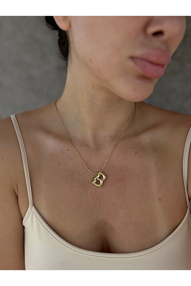 B Harf Balon Model Çelik Kolye - 3