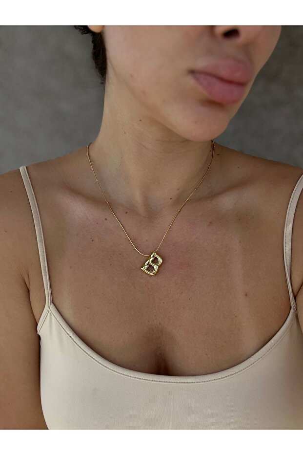 B Harf Balon Model Çelik Kolye - 2