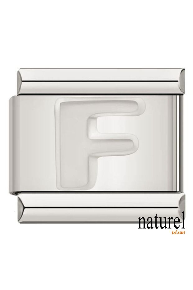 Italian Stainless Steel Silver Letter F 9mm Charm