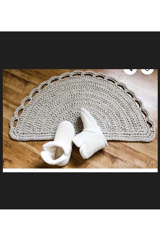 (90X45) %100 El Örgüsü Balkon/ Kapı Önü Yarım Ay Paspas - 3