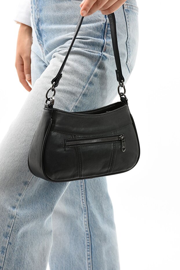 Genuine Leather Women's Baguette Shoulder Bag
