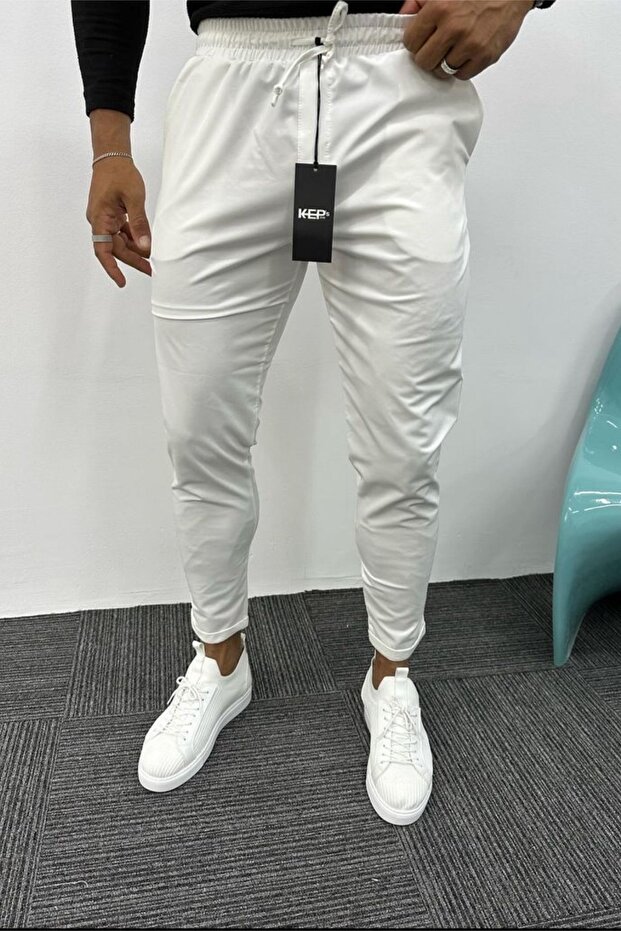 Men's Slim Fit Slim Fit Parachute Fabric Double Leg Ecru Jogger