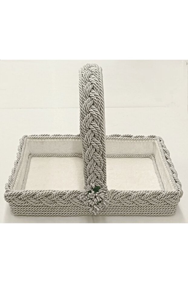 منظم سلة هدايا مستطيل الشكل بمقبض محبوك - حزمة مهر - 5