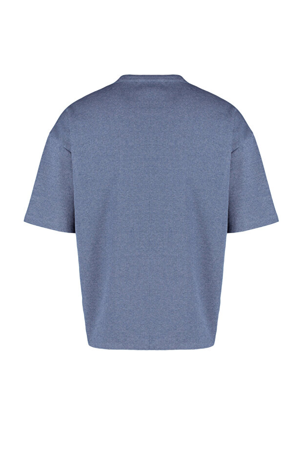 Indigo Oversize/Geniş Kesim Dokulu Waffle Kısa Kol T-Shirt TMNSS22TS00049 - 9