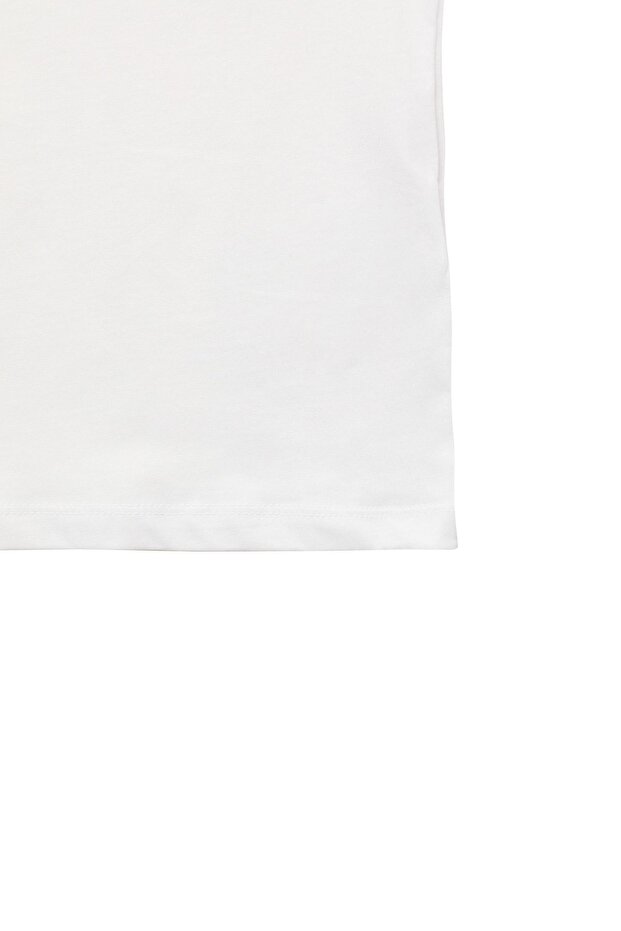 Beyaz Kız Çocuk %100 Pamuk Hayvan Baskılı Regular/Normal Kalıp Kısa Kol Örme T-Shirt TKDSS24TS00046 - 8