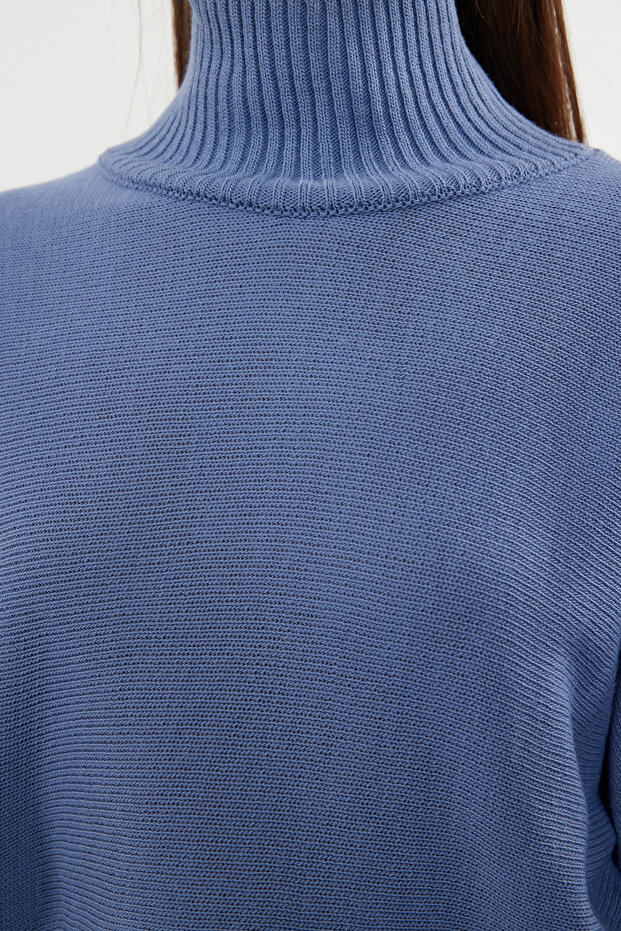 Dunkelblauer Super Crop Basic Strickpullover TWOAW21KZ0163 - 4