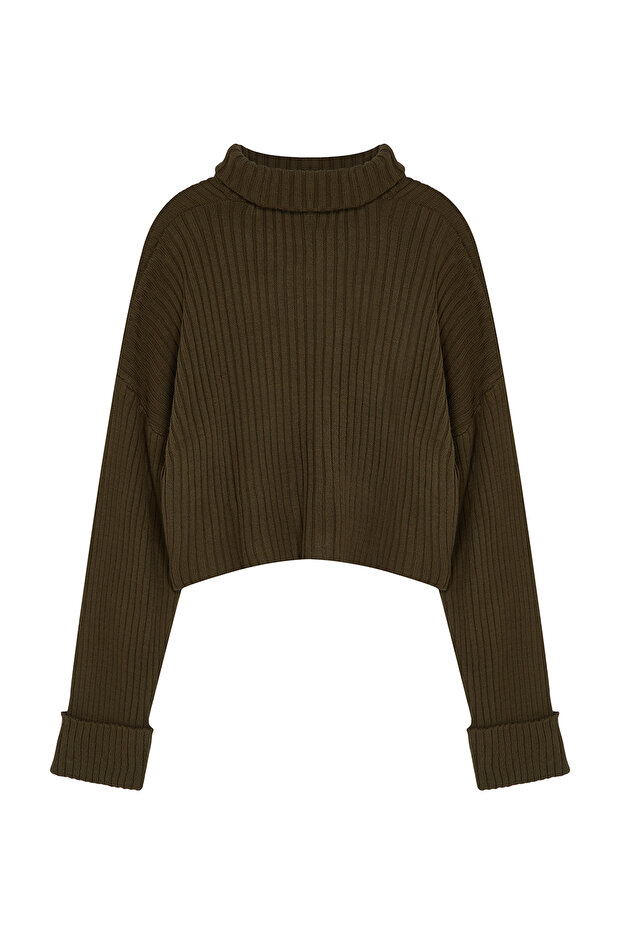 Haki Crop Basic Triko Kazak TWOAW22KZ0223 - 7