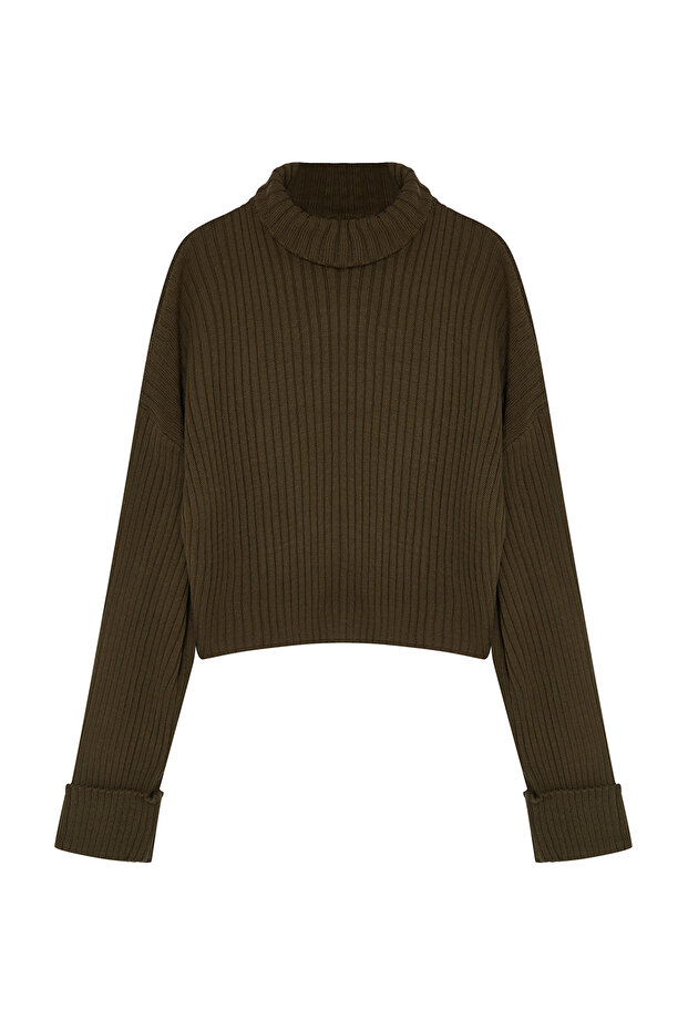 Haki Crop Basic Triko Kazak TWOAW22KZ0223 - 6