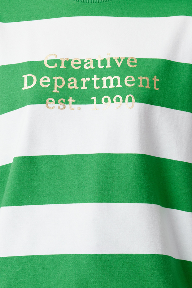 Yeşil Oversize Baskılı Örme Çizgili Tunik TCTSS23UK00041 - 4