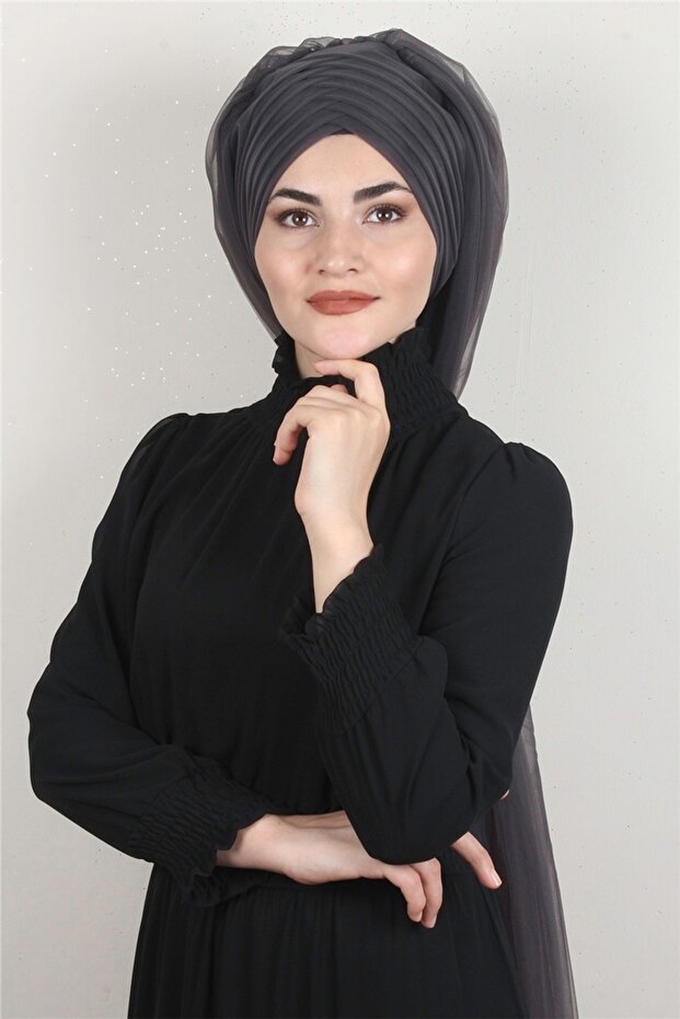 Âlâ Tül Şal 2021-4 Antrasit - 2