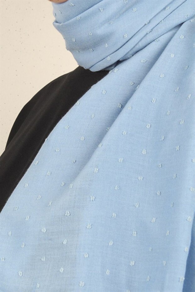 Pamuklu Pıt Pıt Şal 3092-44 Bebe Mavisi - 3