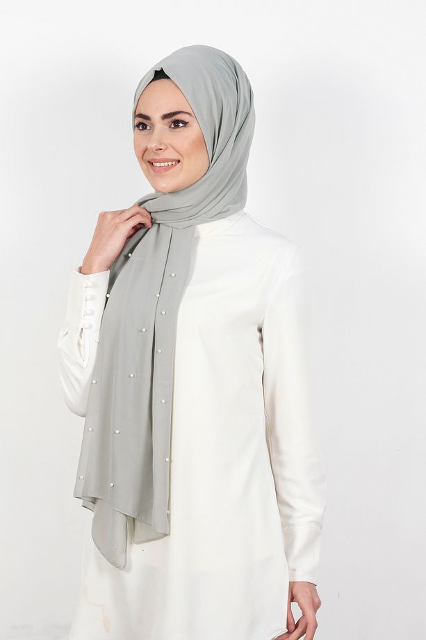 İncili Krep Şal 2810-7 Gri - 2