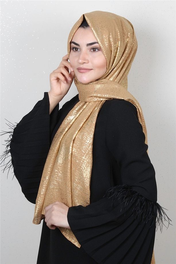 Sidelya Varaklı Şal 3090-25 Sarı - 1