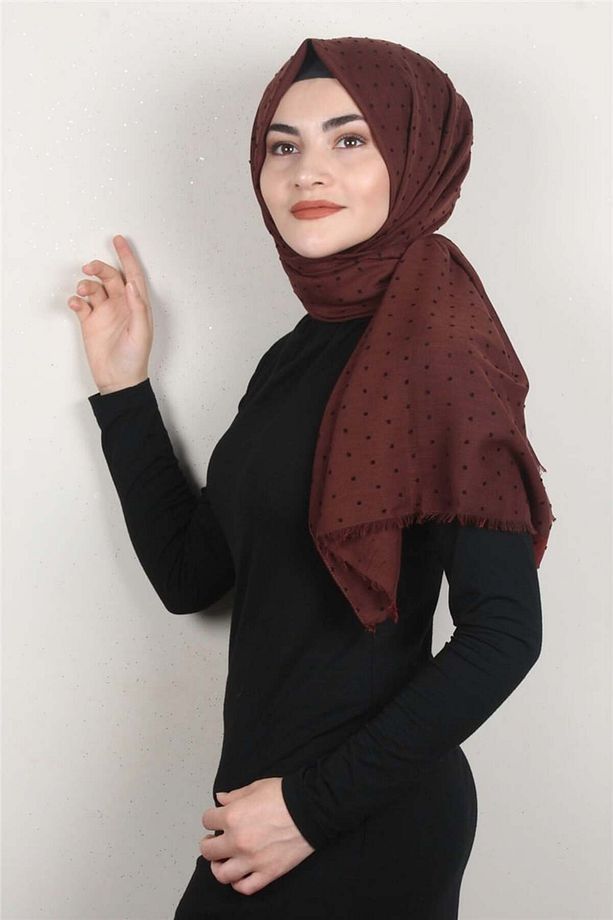 Pamuklu Pıt Pıt Şal 3092-19 Kiremit - 1