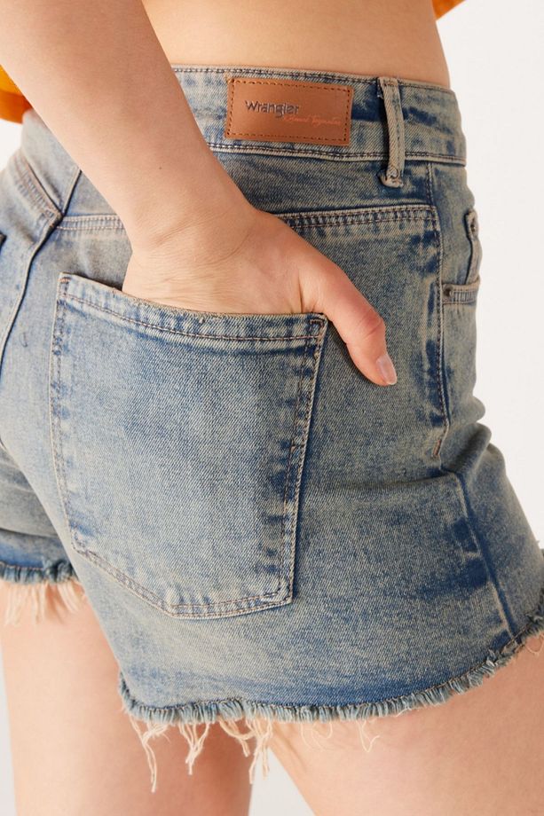 Regular Fit Normal Kesim Normal Bel Esnek Jean Kot Şort - 4