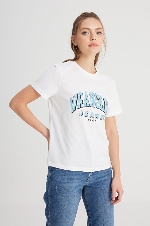 Regular Fit Normal Cut Crew Neck 100% Cotton Broken White T-shirt