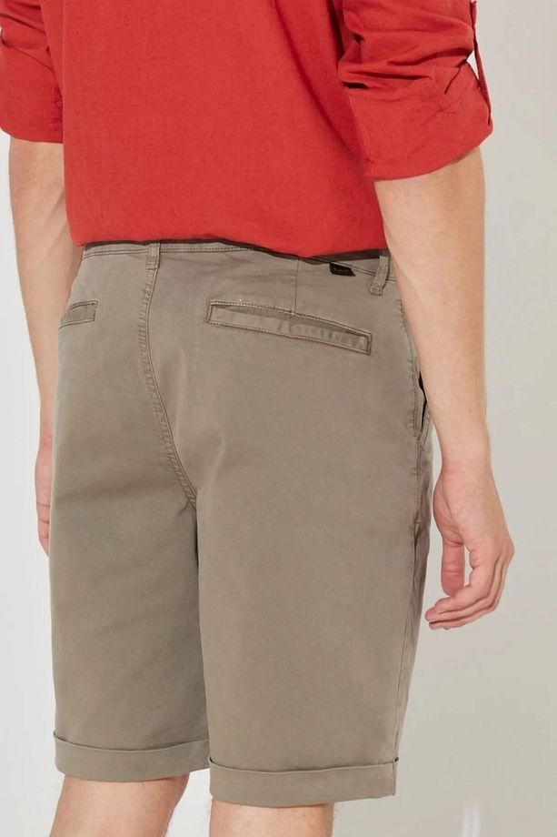 Regular Fit Normal Kesim Normal Bel Haki Esnek Şort - 4
