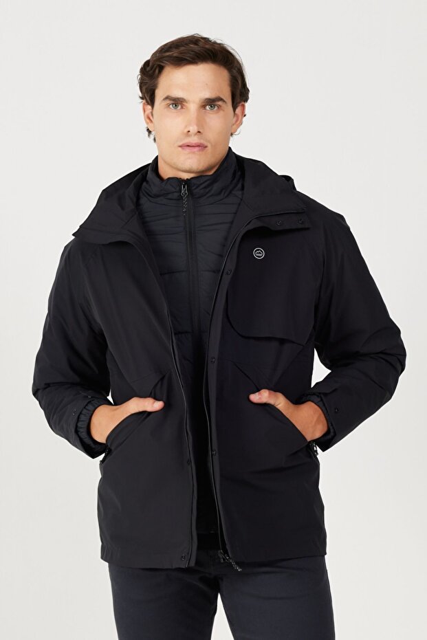 All Terrain Gear Regular Fit Regular Cut Hooded Waterproof 3in1 Black Men's Raincoat