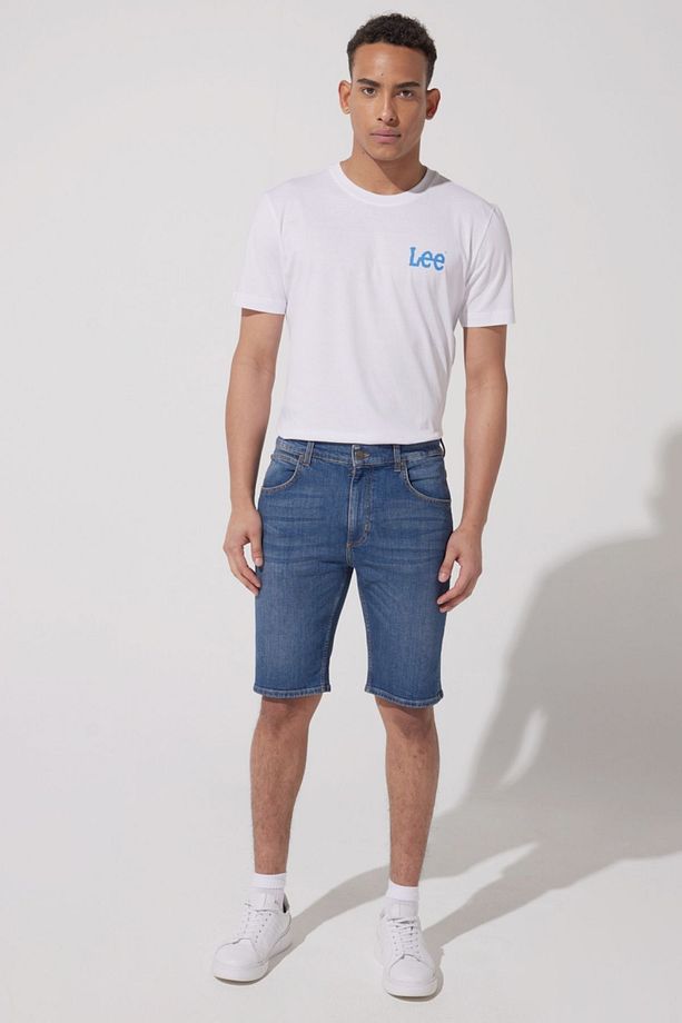 Regular Fit Normal Keism Normal Bel Mavi Esnek Jean Kot Şort - 2
