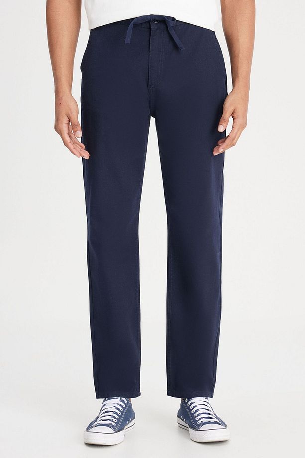Regular Fit Normal Kesim Normal Bel Dar Paça %100 Pamuk Lacivert Jogger Pantolon - 5