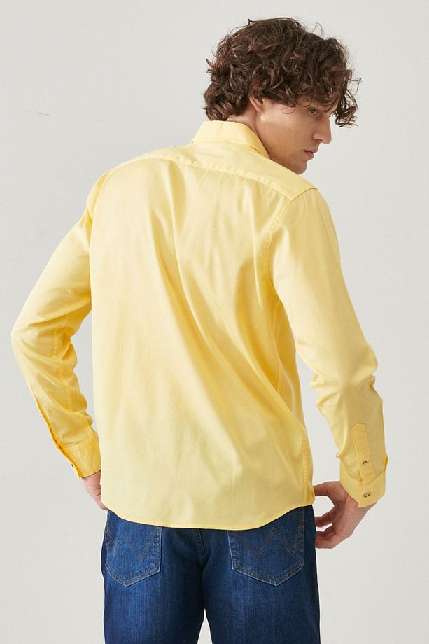 Regular Fit Normal Kesim Sarı Gömlek - 6
