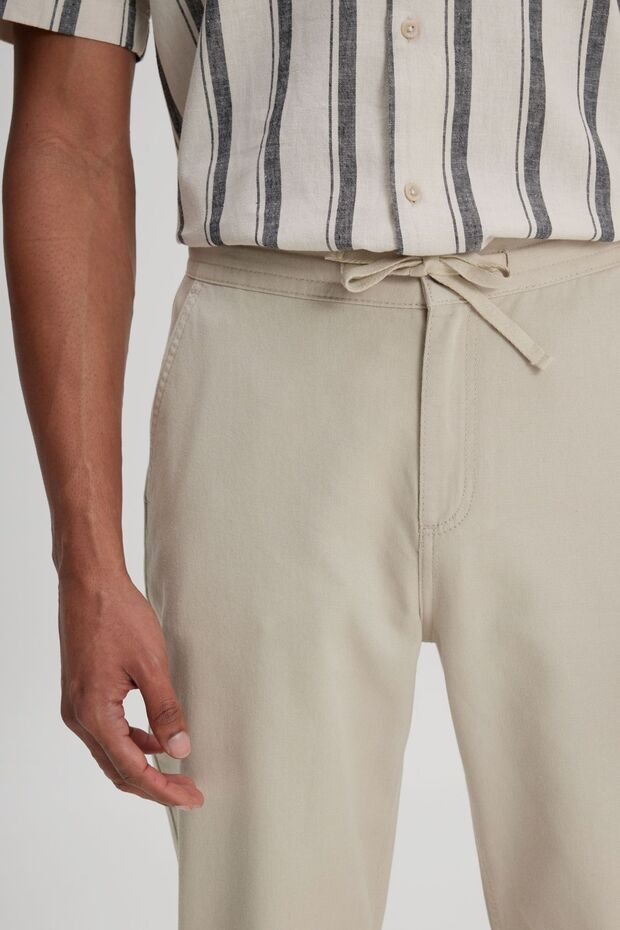 Regular Fit Normal Kesim Normal Bel Dar Paça %100 Pamuk Erkek Bej Jogger Pantolon - 4