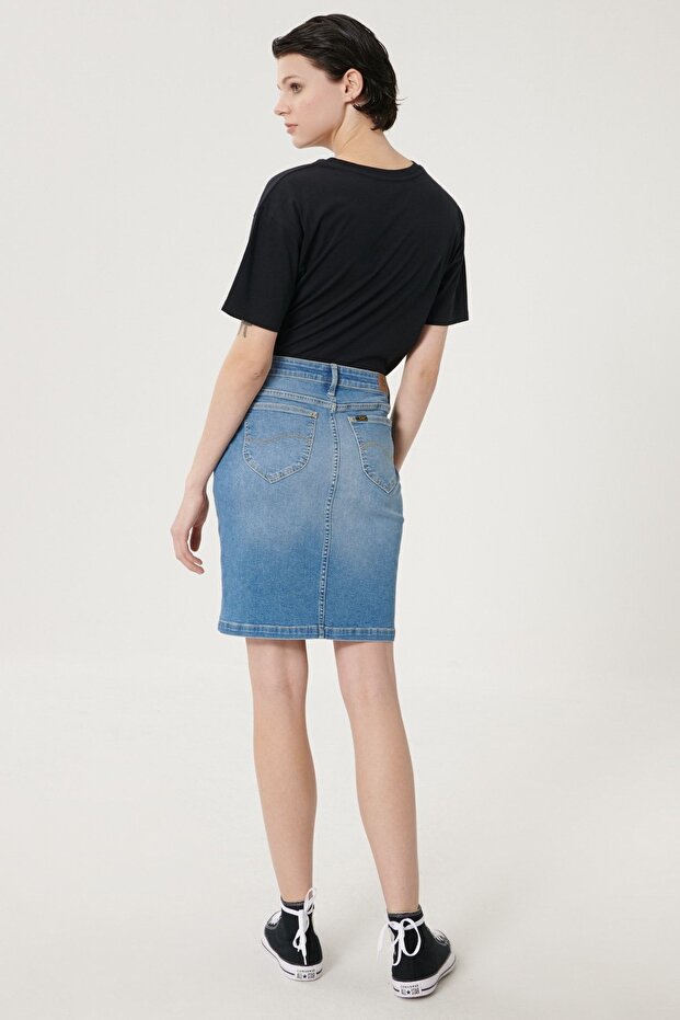 Regular Fit Denim Kot Etek - 4