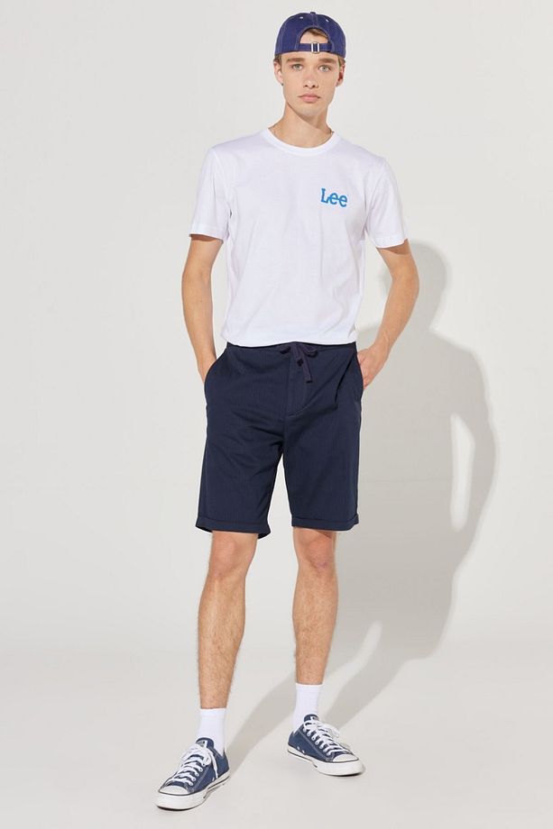 Regular Fit Normal Kesim %100 Pamuk Normal Bel Lacivert Chino Şort - 2