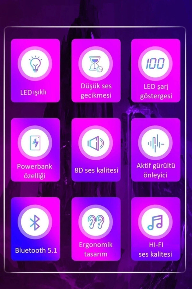 ES10 Kablosuz Bluetooth Kulaklık Rgb Gaming Oyuncu Hd Ses Samsung Galaxy S24 Uyumlu - 6