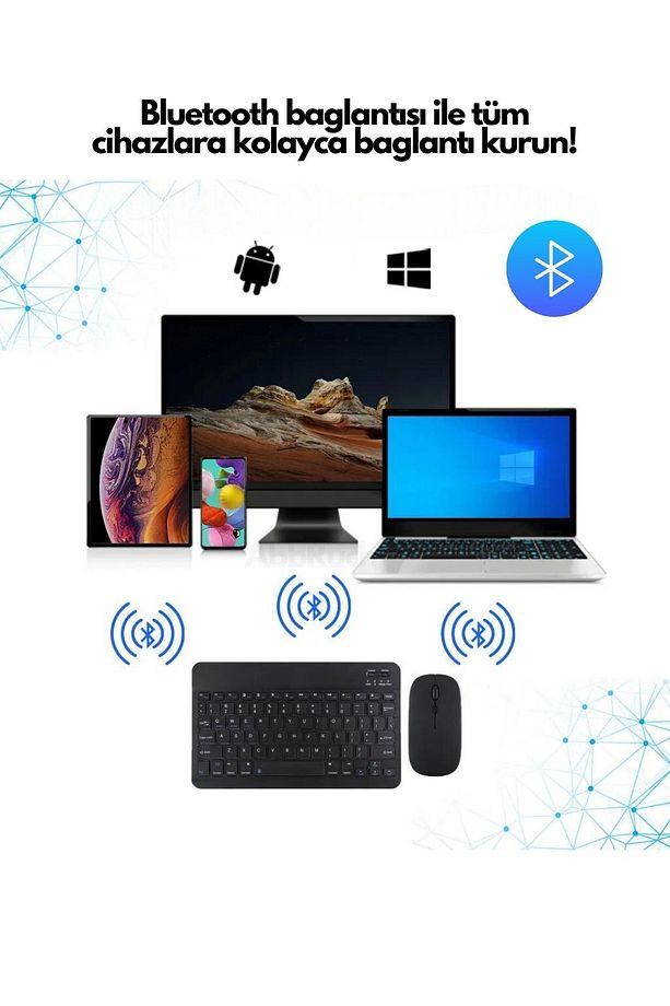 Kablosuz Klavye Ve Mouse Seti Bluetooth'lu Şarj Edilebilir Windows&İos&Android&Telefon&Tablet Uyumlu - 4