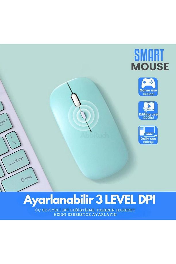 Kablosuz Klavye Ve Mouse Seti Bluetooth'lu Şarj Edilebilir Windows&İos&Android&Telefon&Tablet Uyumlu - 6
