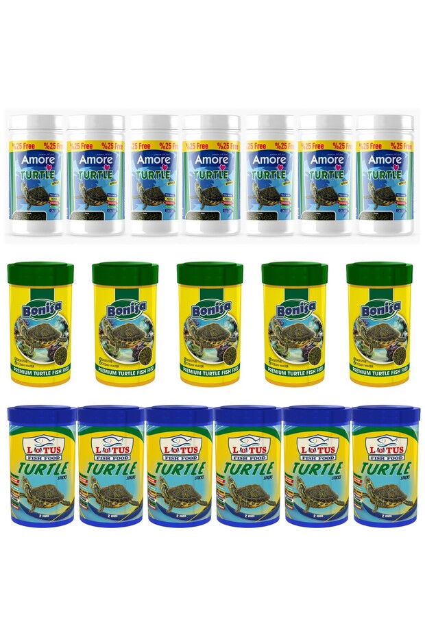 Turtle Food Sticks 7x125ml, Bonisa 5x100ml, Lotus 6x100ml Su Kaplumbağası Yüzen Yemi - 1