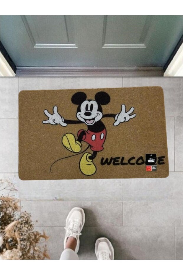 Mickey Mouse Dikdörtgen Kapı Önü Kaymaz Taban Paspas 40x60 cm - 1