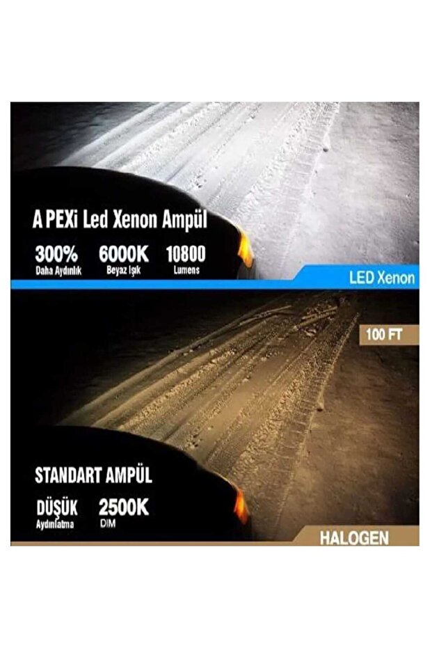 H11 Led Xenon Şimşek Etkili 10800 Lm 6000k Yüksek Aydınlatma Gücü - 2