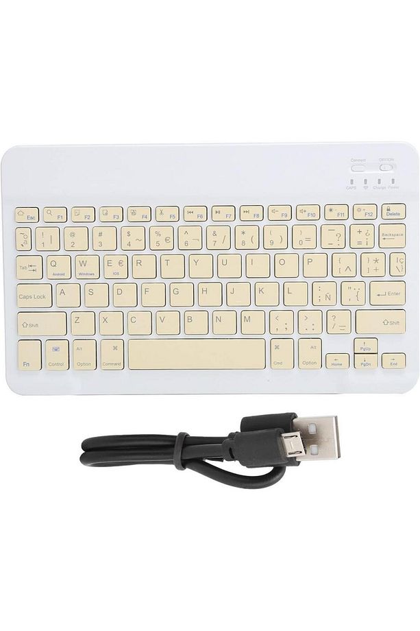 Hometech Alfa 10 YF 10" Uyumlu Kablosuz Bluetooth Şarj Edilebilir Mini Q Klavye - Sarı - 4