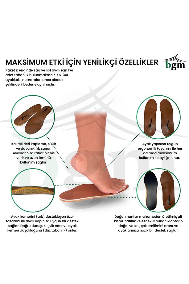 Ark Takviyeli Mantar Taban Düz Taban İçe Basma Destekli Mantar Ayakkabı Tabanlığı - 5
