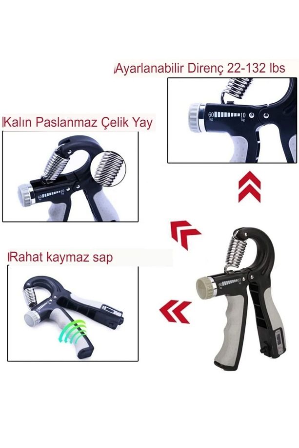 El Kol Bilek Güçlendirici Sayaçlı El Yayi Egzersiz Aleti 5-60 Kg 1 Adet (JİMLASTİK) - 6