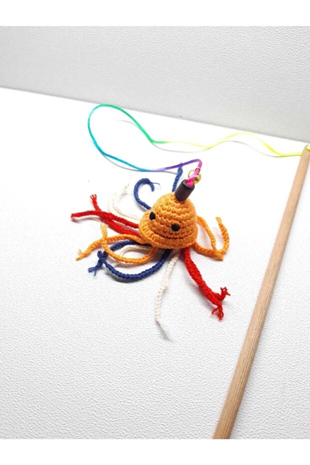 Amigurimi Ahtapot Figürlü Çanlı Kedi Oltası - 3