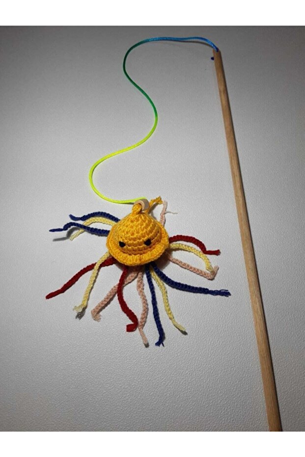 Amigurimi Ahtapot Figürlü Çanlı Kedi Oltası - 2