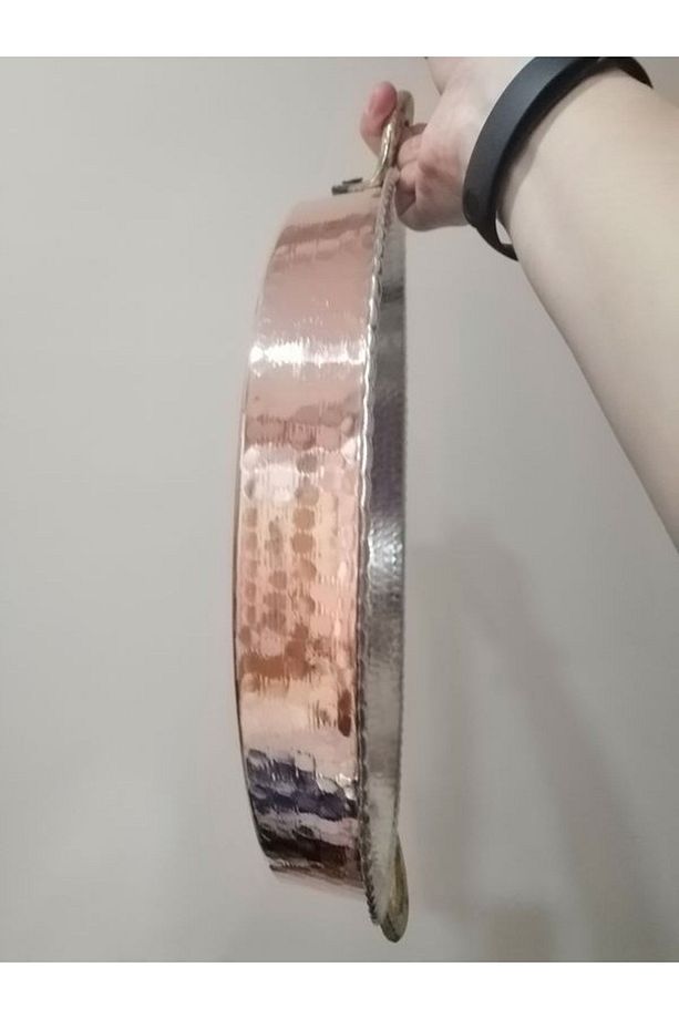 Bakır Dövme Kırmızı Kuplu Fırın Tepsi 40cm - 3