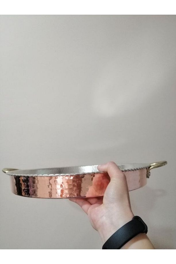 Bakır Dövme Kırmızı Kuplu Fırın Tepsi 40cm - 2