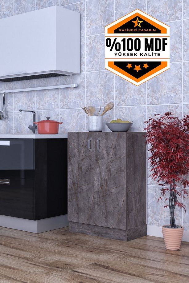 Rafineri Mokas Çok Amaçlı Mdf Dolap Raflı Kapaklı Mutfak Balkon Banyo - 1