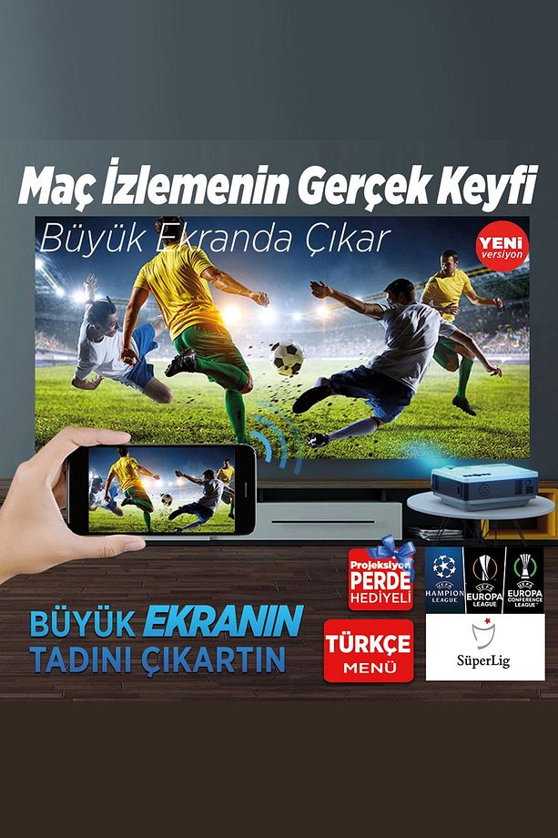 Leisure 410 5g Wifi 1080p Destekli Lcd Led Projeksiyon Cihazı - 240 Inç Yansıtma - Dahili Hoparlör - 3