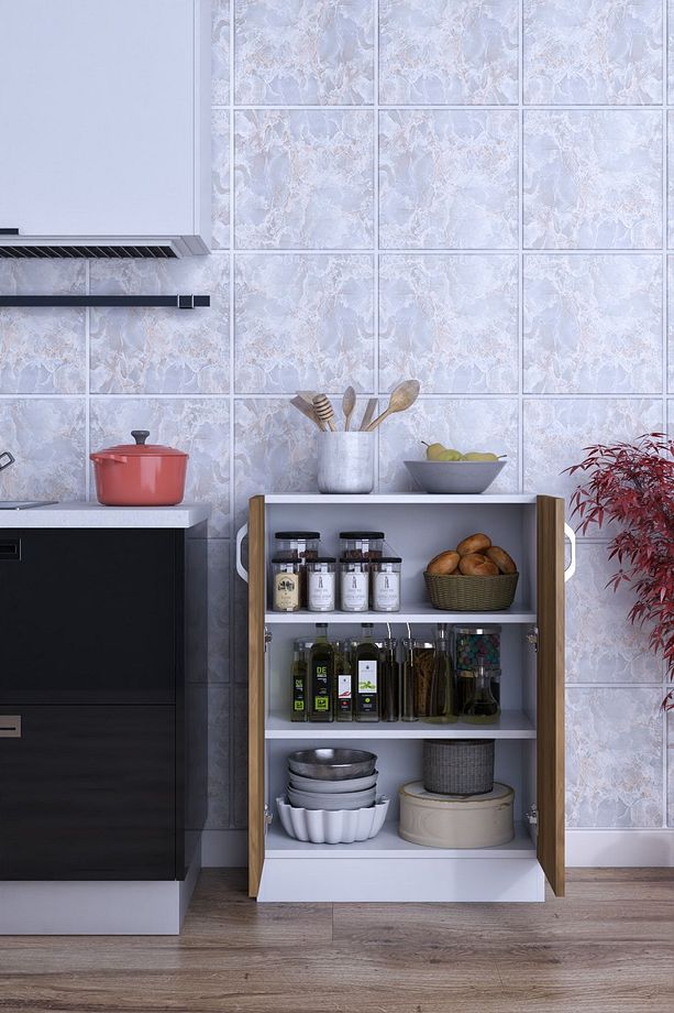 Rafineri Mokas Çok Amaçlı Mdf Dolap Raflı Kapaklı Mutfak Balkon Banyo - 3