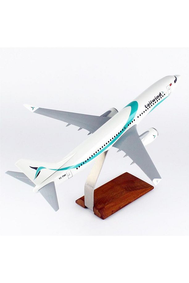 THY024 1/100 Ölçek, Tailwind Business B737-800 Yolcu Uçağı, Sergilemeye Hazır Ahşap Standlı Model - 4