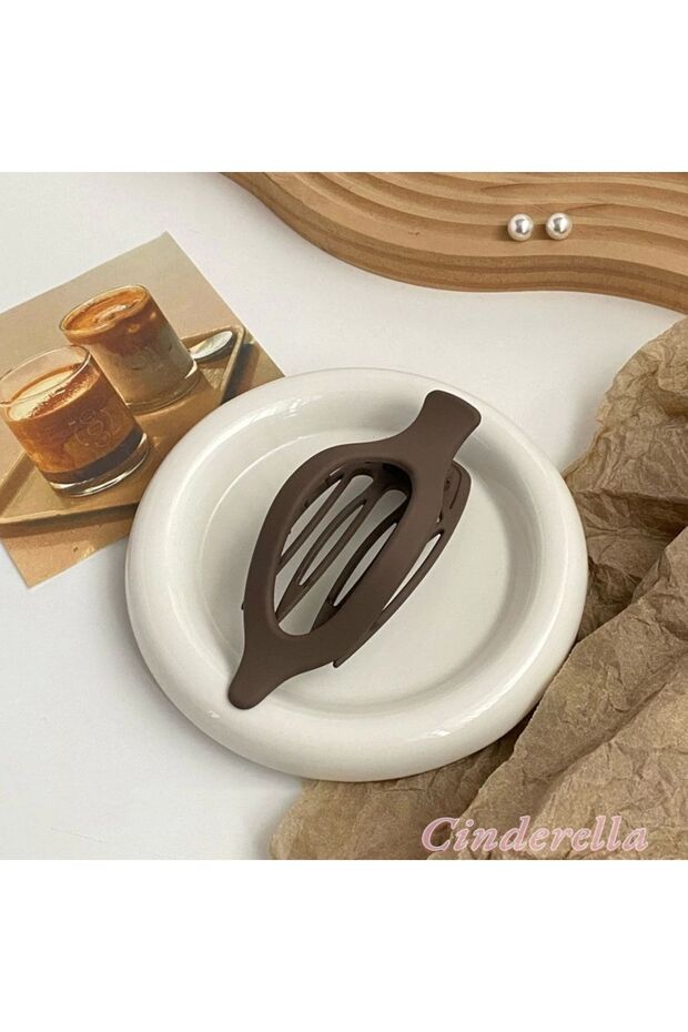 French Style Fish Tail Women's Hair Bun Clip Coffee - Strong Hold Curved Clip Hairpin