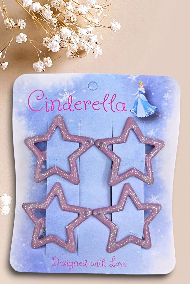 Set of 4 Glittery Lilac Star Snap Buckles - Starry Snap Buckle - Y2K Star Snap Buckle