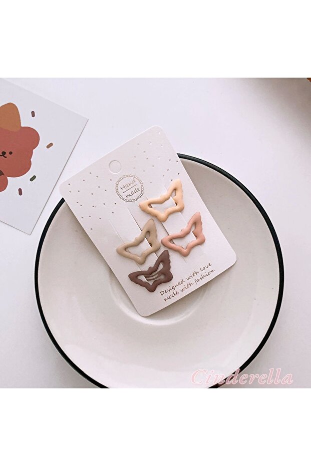 4-Piece Butterfly Model Brown Children's Snap Buckle - Matte Color Coated Snap Buckle